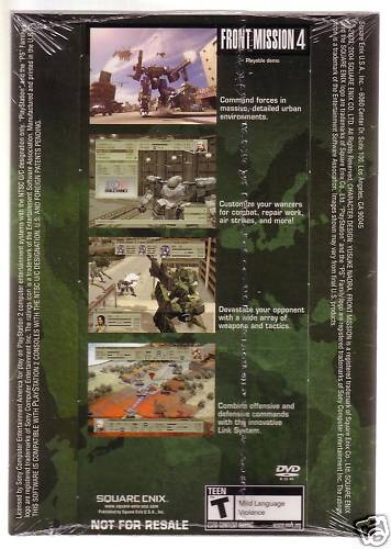Front Mission 4 demo disc (back)